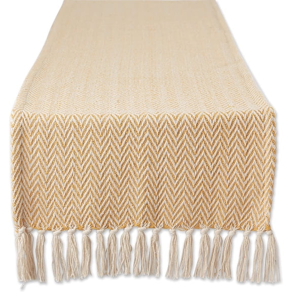 KKFEN-Woven Basic Tabletop Collection, Chevron Table Runner, 15x108, Honey Gold