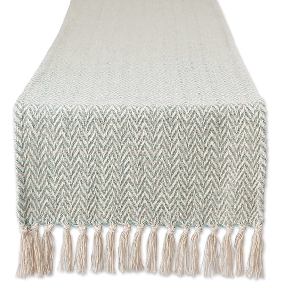KKFEN-Woven Basic Tabletop Collection Chevron Table Runner, 15x108, Jadeite