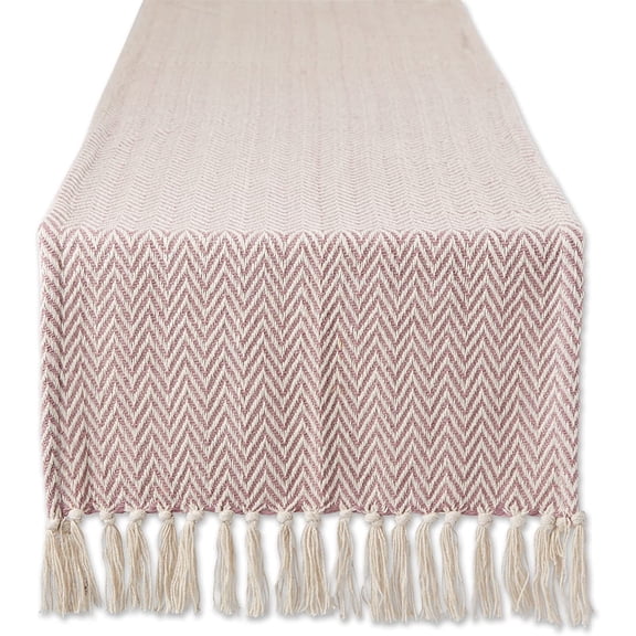 KKFEN-Woven Basic Tabletop Collection Chevron Table Runner, 15x108, Pale Mauve