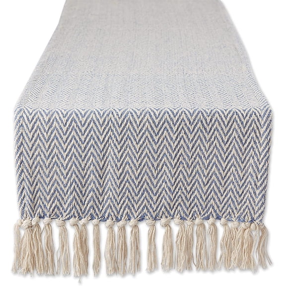 KKFEN-Woven Basic Tabletop Collection, Chevron Table Runner, 15x108, Stone Blue
