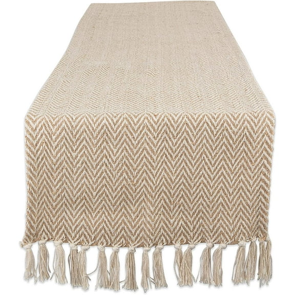 KKFEN-Woven Basic Tabletop Collection, Chevron Table Runner, 15x108, Stone