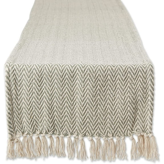 KKFEN-Woven Basic Tabletop Collection, Chevron Table Runner, 15x72, Artichoke
