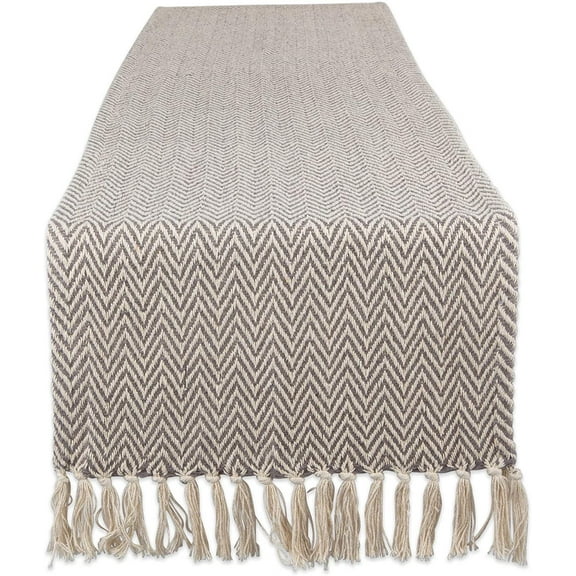 KKFEN-Woven Basic Tabletop Collection Chevron Table Runner, 15x72, Gray
