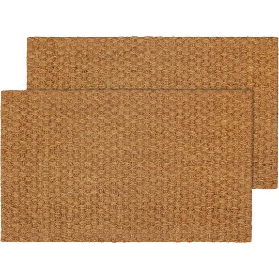 KKFEN-Woven Coir Doormat - 2 Pack Non Slip Heavy Duty Door Mat - Basketweave Dirt Trapping Welcome Mat - Easy Clean Durable Entryway Front Door High Traffic Indoor Outdoor Doormat - 17x30 - Natural