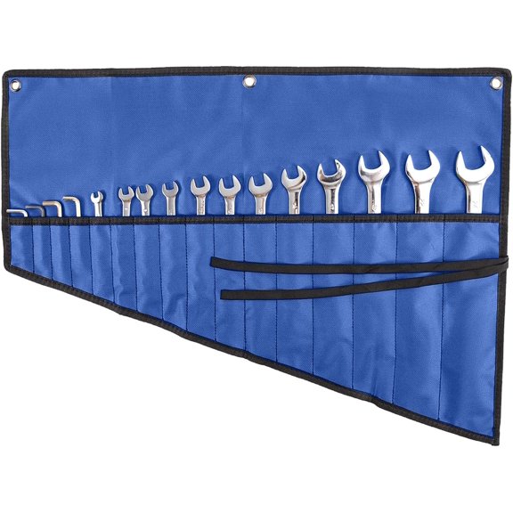 KKFEN-Wrench Organizer,Tool Roll Pouch 16-Pocket Waterproof Oxford Cloth Wrench Roll Organizer for Garage, Workshop, Field Service & Home Repairs For Mechanics & DIY Professionals(Blue)