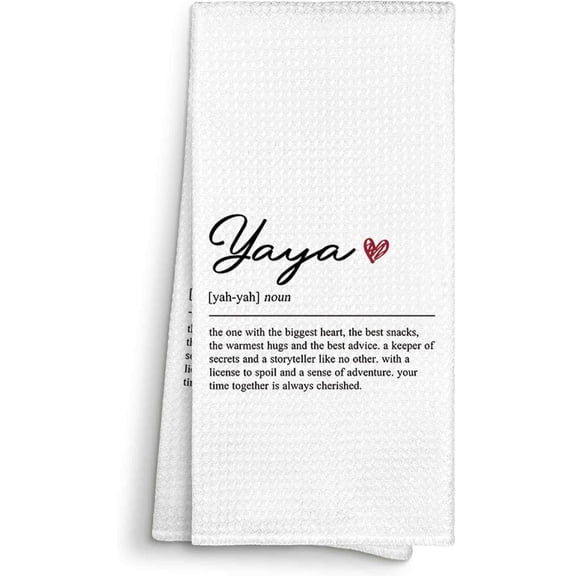 KKFEN-Yaya Definition Gifts Kitchen Towels Decorative 16x24, Grandma Dish Towel Cloths Dishcloths Tea Towel, Grandmother Bathroom Kitchen Hand Towel Decor