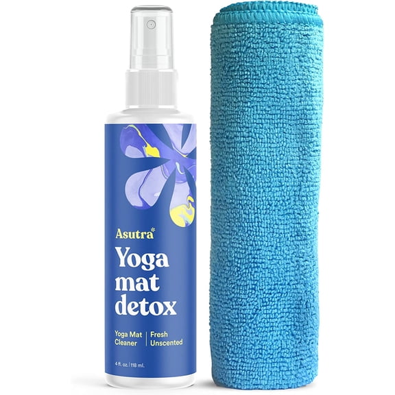 KKFEN-Yoga Mat Cleaner Spray (Fresh & Unscented), 4 fl oz - No Slippery Residue, Deep-Cleansing for Fitness Gear & Gym Equipment, Microfiber Towel Included