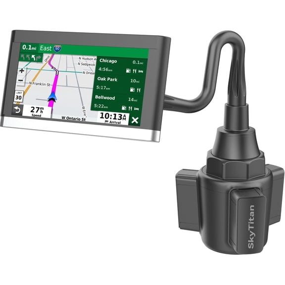 KKFEN-for Garmin GPS Car Mount Cup Holder Replacement 17mm Ball Mount with Adjustable Long Arm fit 3.5-5.5 Inches Garmin GPS Nuvi Drive Dezl