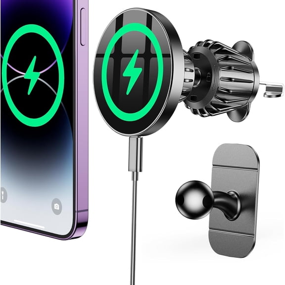 KKFEN-for MagSafe Car Mount ChargerUpgraded Strongest Magnet PowerMagnetic Phone Holder for Car Vent360 AdjustableMagnetic Car Phone Holder Mount Charger for iPhone 16 Pro Max 15 14 13 12 Plus