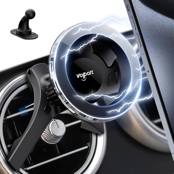 KKFEN-for Magsafe Car Mount [Air Vent & Dashboard]: Magnetic Phone Holder for Round/Horizontal/Vertical Vent, Strong Magnet for iPhone 16 15 14 13 12 Pro Max Plus Samsung S24 Ultra Cell Phone Case