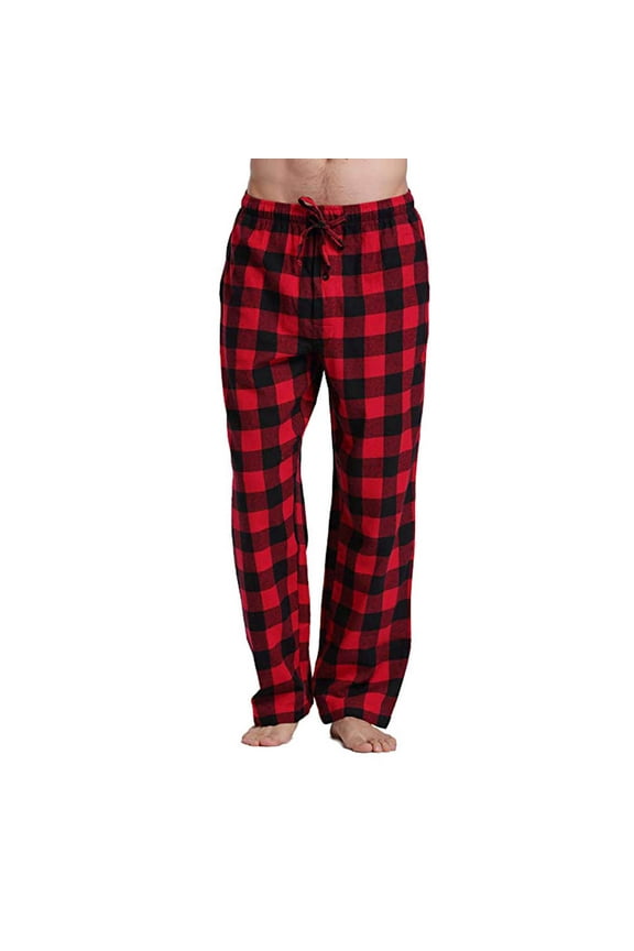 Christmas Pajama Pants Christmas Red Plaid Pajamas Elastic Waist Straight Leg with Pockets Soft Comfy Lounge Sleepwear Bottoms, Red XL