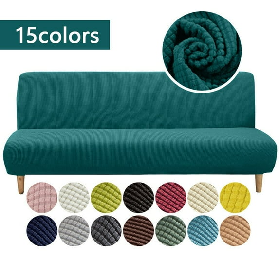 KKHZ Fleece Fabric Armless Sofa Bed Cover Solid Color Without Armrest Big Elastic Folding Furniture home Decoration Bench Cover