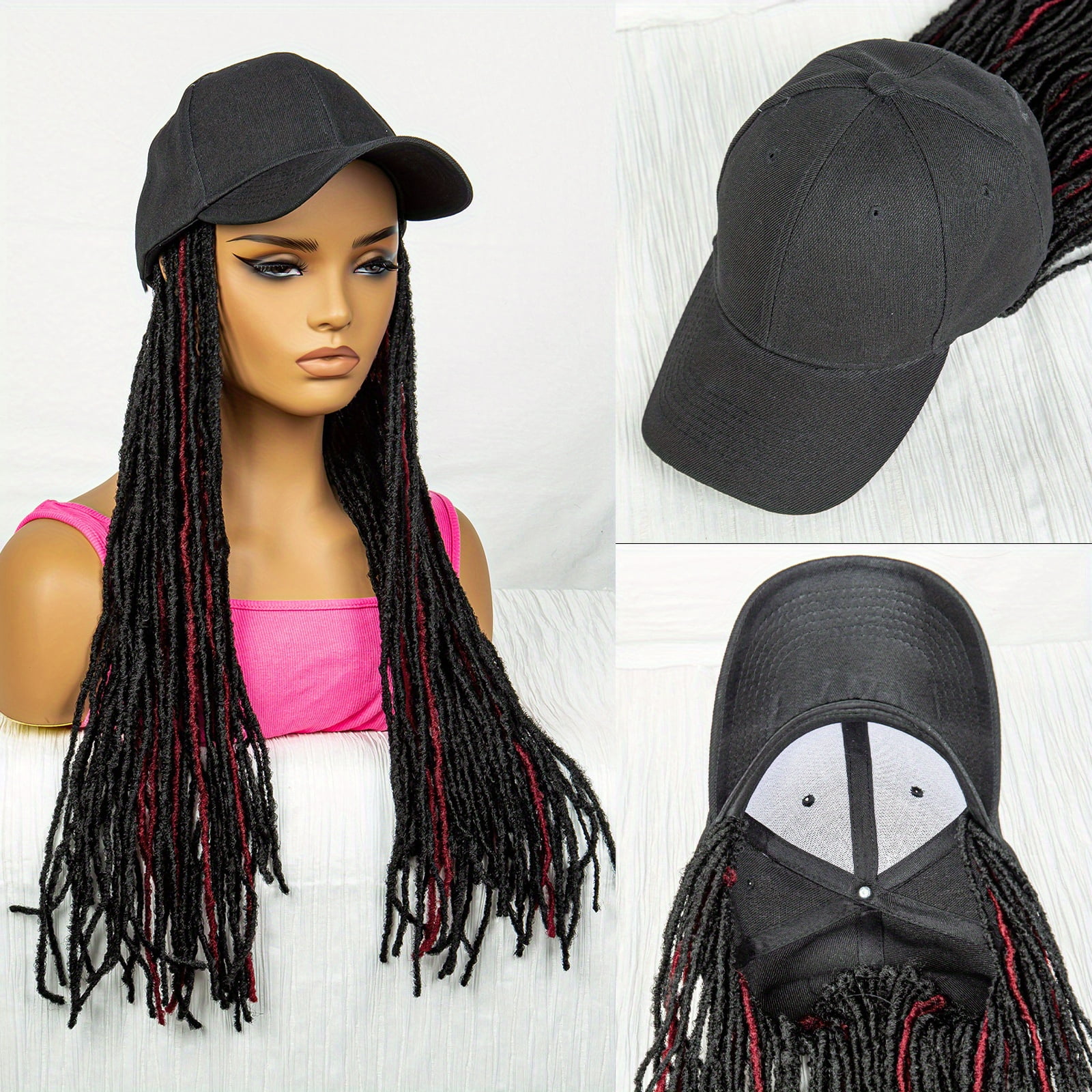 KKHZ Hat Wigs 22 Inch Dreadlock Wigs With Black Baseball Cap Synthetic