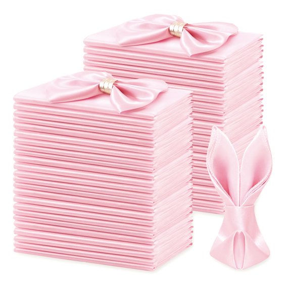 KKJIAF 50 Pack Light Pink Square Satin Napkins 17x17 Inch Soft Smooth Cloth NapkinsSilky Table Napkin for Wedding Banquet Party Decoration Y101
