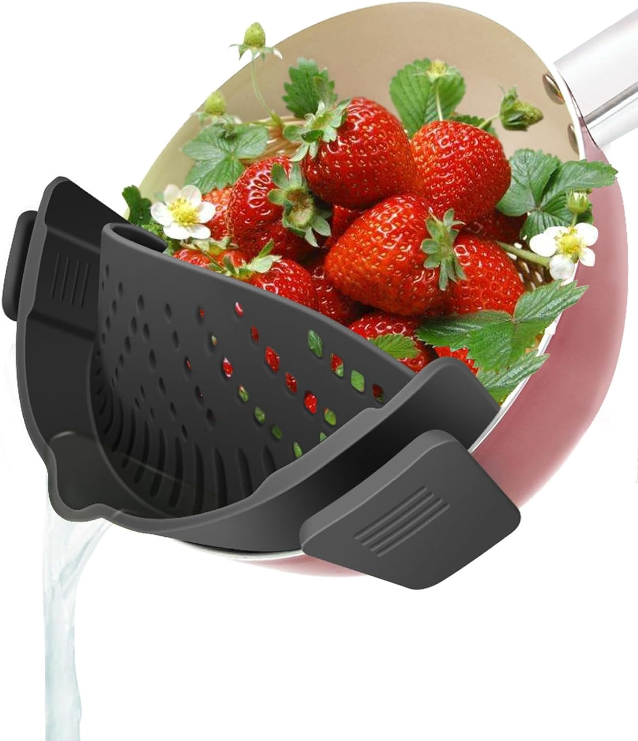 KKJIE Clip on Strainer for All Pots Pan, Silicone Pasta Strainer ...