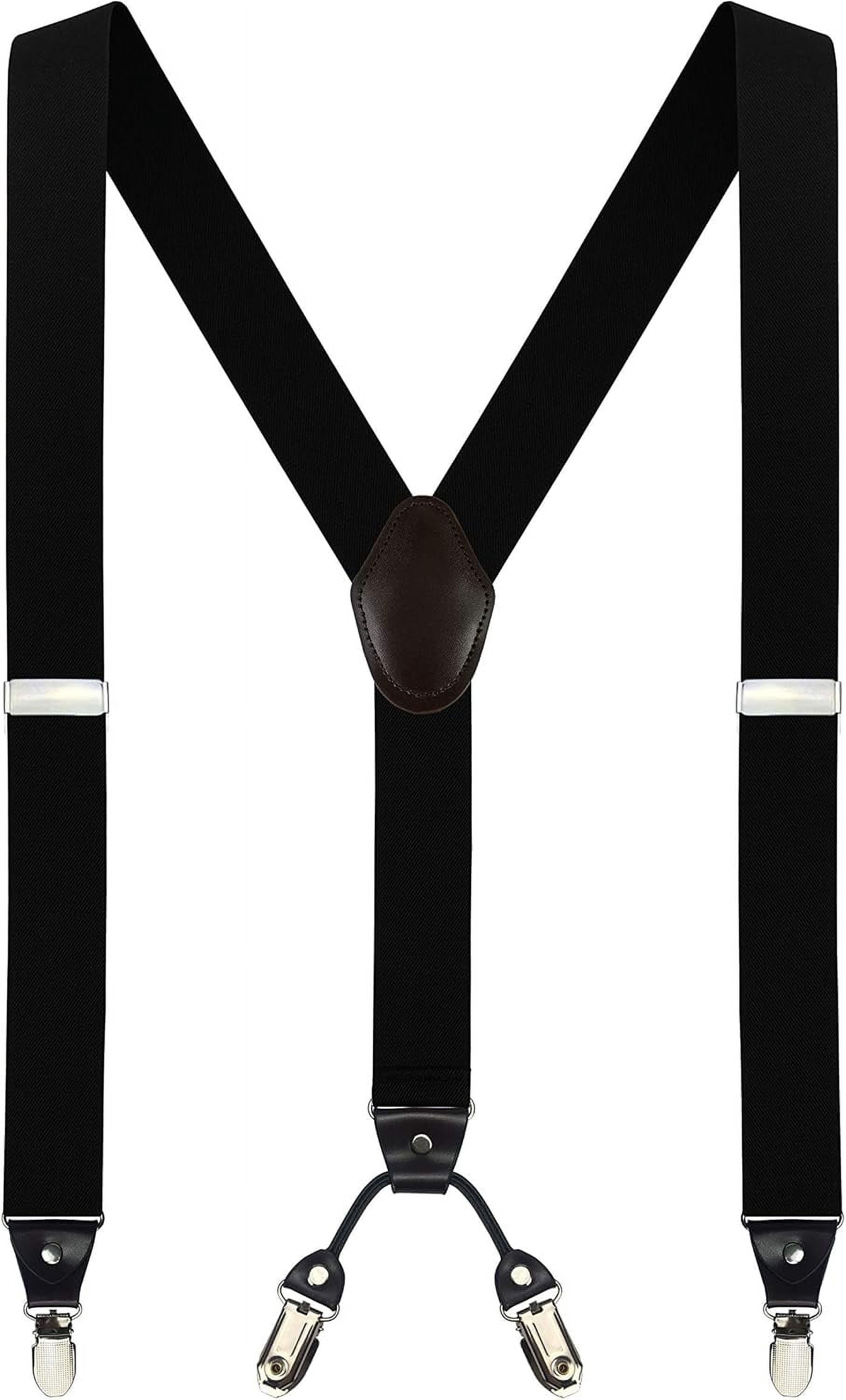 KKJIE Men's Y-Back 1.4 Inches Wide 4-Clips Adjustable Suspenders ...
