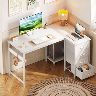 Taoset 32" Computer Desk, Small Desk with Fabric Drawers, Easy Assembly ...