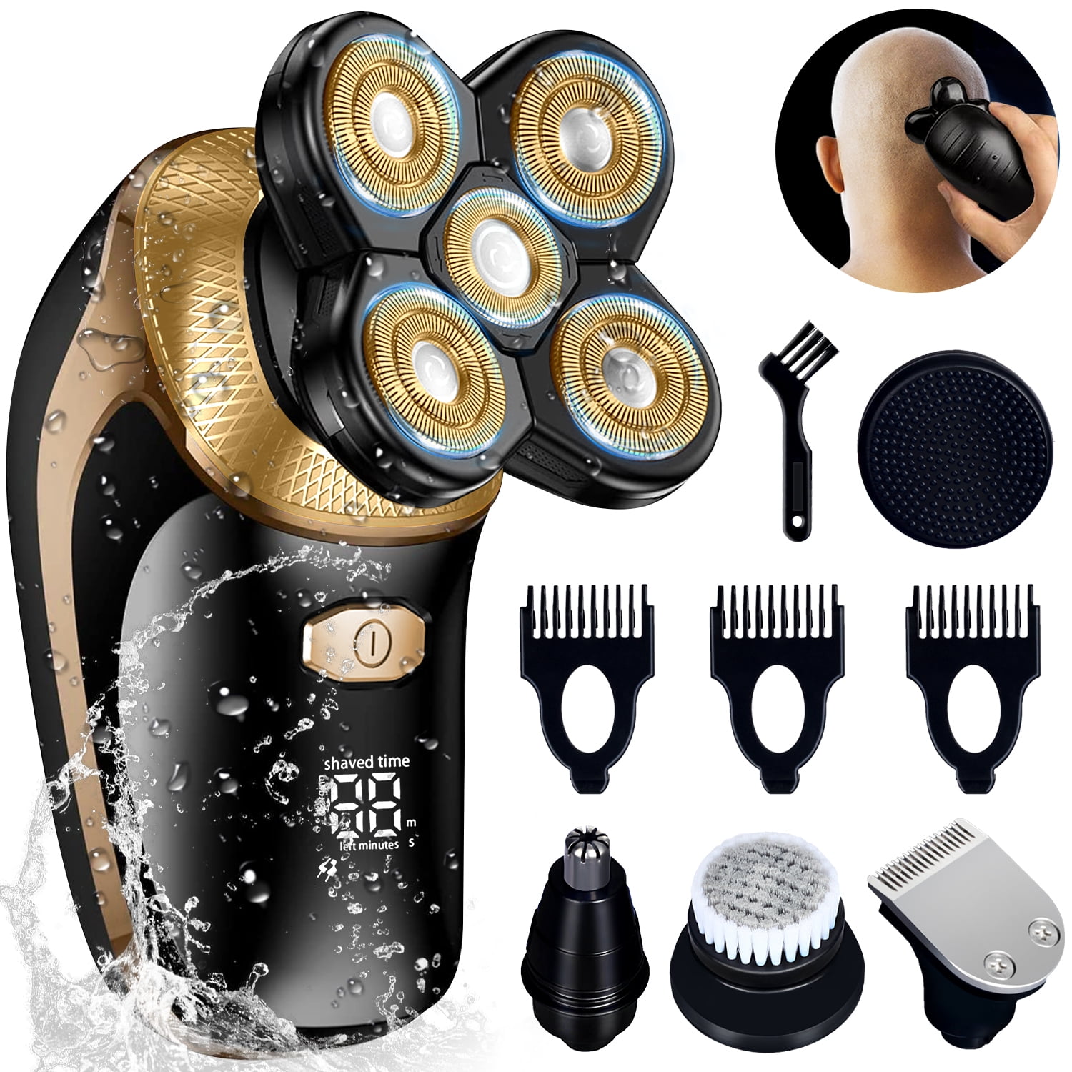 KKL 5D Electric Head Shaver Razor for Men Waterproof Floating Head