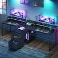 thumbnail image 1 of 94 Inch Gaming Desk with Charging Station, Two Person Desk with 3 Fabric Drawers, Long Computer Desk for Home Office, Writing Study Table Workstation, Black, 1 of 7