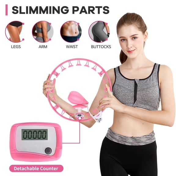 KKL Fit Hoop Hula Hoop Circle Infinity Fitness Hoop Smart Weighted Exercise Hoolahoop Detachable Adjustable for Adults Weight Loss Beginners(Pink)