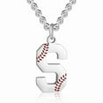 thumbnail image 1 of KKLDOGS Baseball Initial A-Z Letter Necklace for Men Baseball Charm Pendant Stainless Steel Silver Chain 22inch Personalized Baseball Gift for Men, 1 of 10