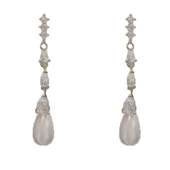 KKLDOGS CZ Teardrop Pearl Dangle Drop Earrings for Women