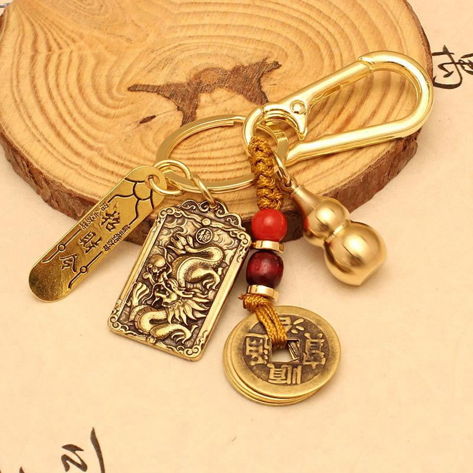 KKLDOGS Chinese Feng Shui Keychain, Brass Wu Keychain, Amulet Good Luck ...