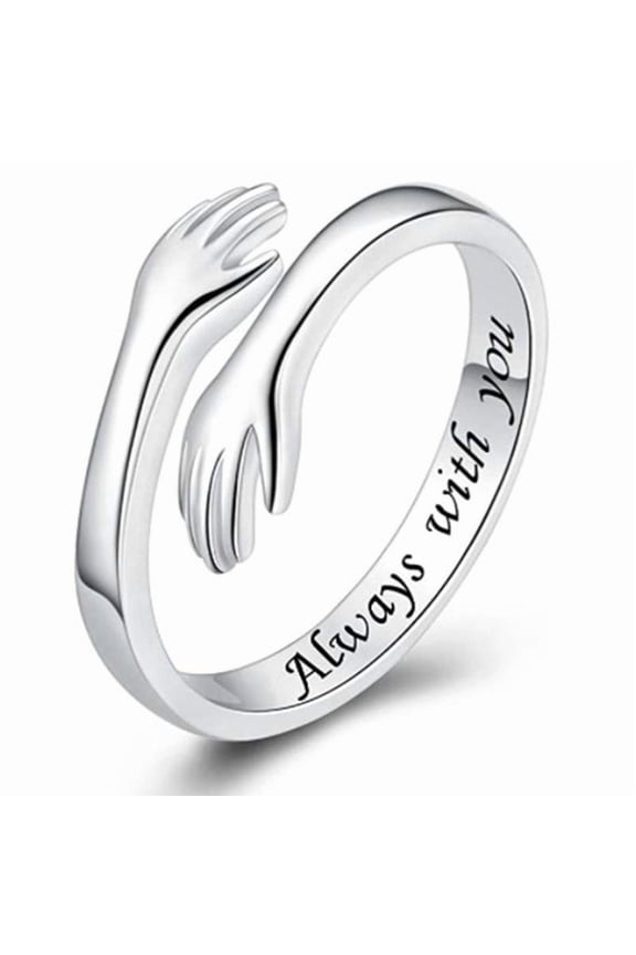 Geometric hug ring, open hand ring, memorial ring, birthday gift, couple ring, symbol of love