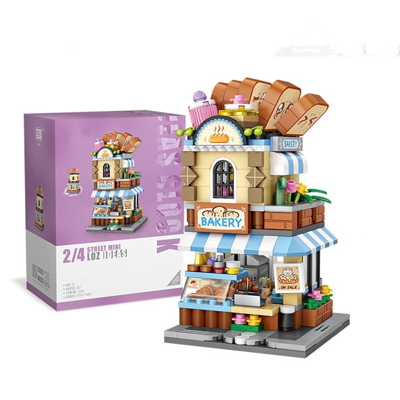 KKLDOGS Mini City Bakery Shop Street View Building Blocks Model Set,Creative DIY Simulation Architecture Collection Particle Construction Building Bricks Toy for Adult Home Decor