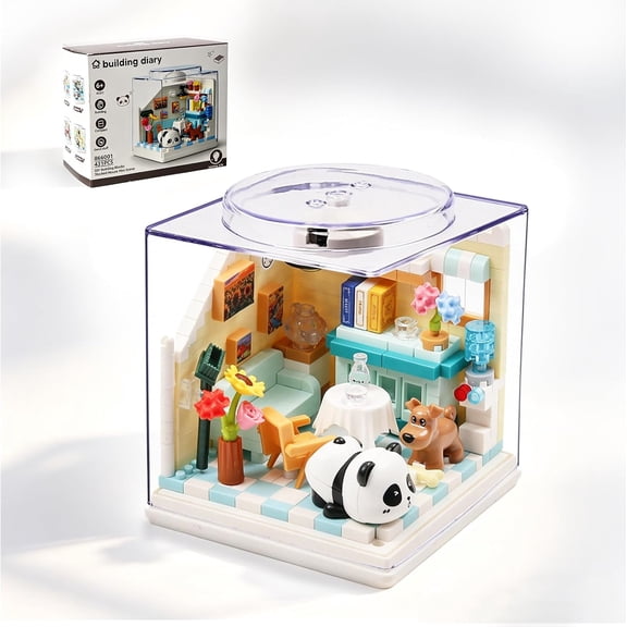 KKLDOGS Panda Living Room Micro Block Building Sets with Dust Cover