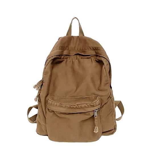 KKLDOGS Washed Canvas Casual Backpack, Soft Lightweight Daily Daypack, Large Capacity Travel Rucksack With Front Pocket, Simple Multipurpose Shoulder Bag