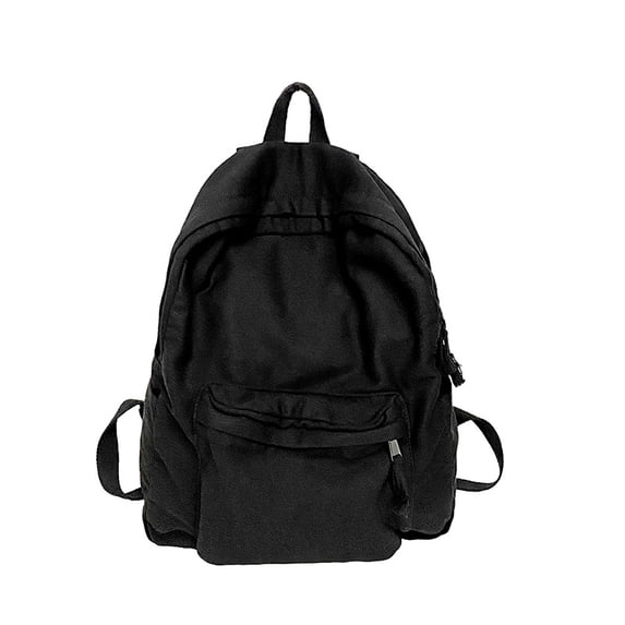 KKLDOGS Washed Canvas Casual Backpack, Soft Lightweight Daily Daypack, Large Capacity Travel Rucksack With Front Pocket, Simple Multipurpose Shoulder Bag
