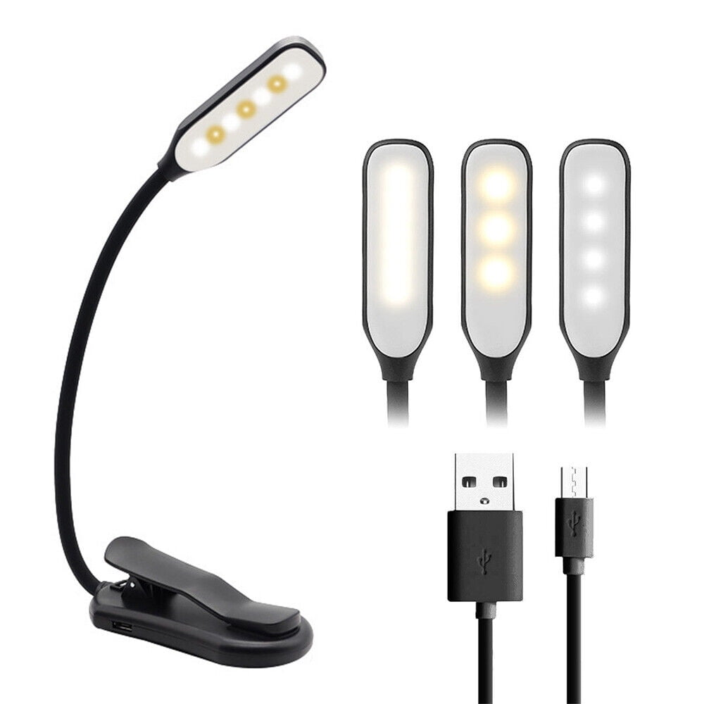 KKMOL LED Book Reading Light Clip on Bed Rechargeable 3level