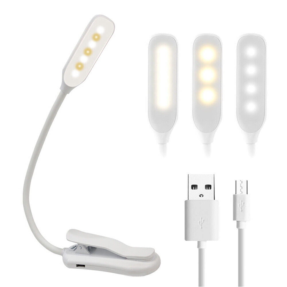 KKMOL LED Book Reading Light Clip on Bed Rechargeable 3level