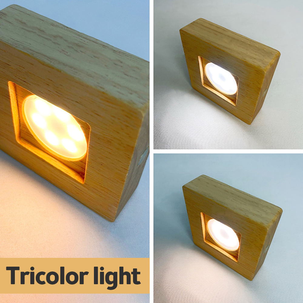 KKMOL LED Wooden Display Stand for Home Decoration Wooden Round LED