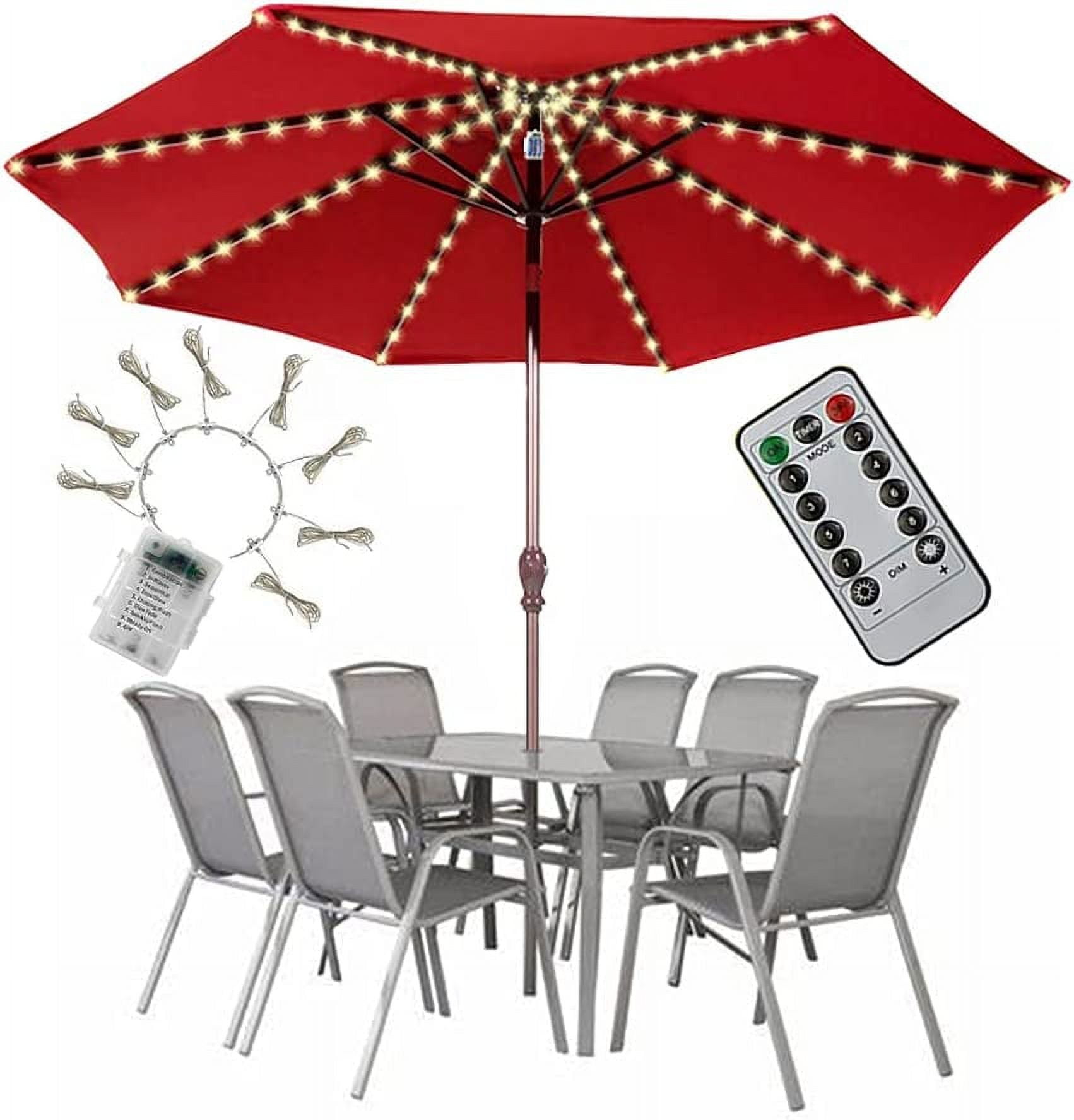 KKMOL Patio Umbrella Lights 8 Strings Lights 104 LEDs 8 Lighting Modes