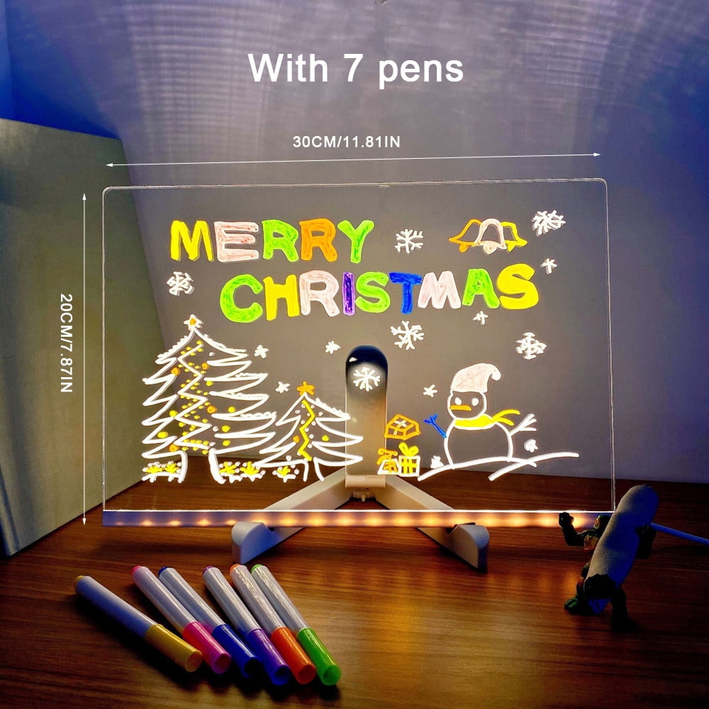 KKMOL Personalized LED Lamp Acrylic Message Note Board Erasable USB Children‘s Drawing Board