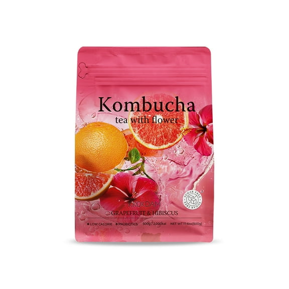 KKOKDAM Flower Kombucha Tea Powder Bulk Pouch 500g - Graprefruit&Hibiscus