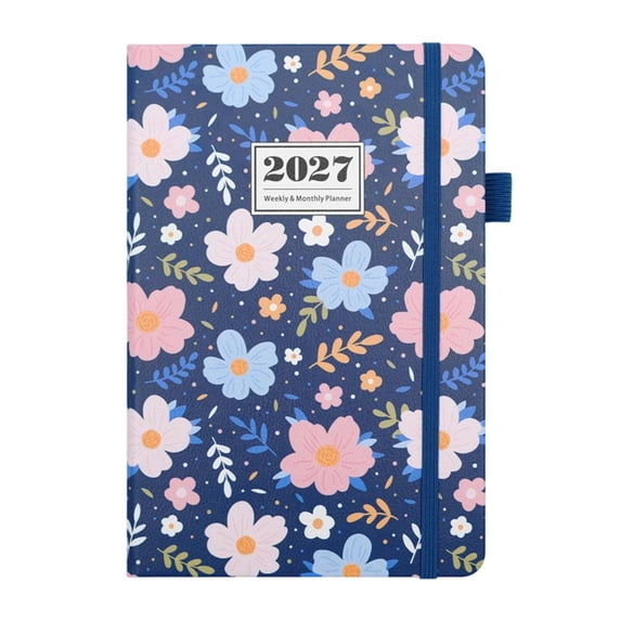 KKOUHVY 2027 Weekly Planner, Elegant Floral Planner Weekly and Monthly Includes January 2027 - December 2028, Flexible Cover, Wirebound, Laminated Tab