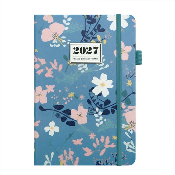 KKOUHVY 2027 Weekly Planner, Elegant Floral Planner Weekly and Monthly Includes January 2027 - December 2028, Flexible Cover, Wirebound, Laminated Tab