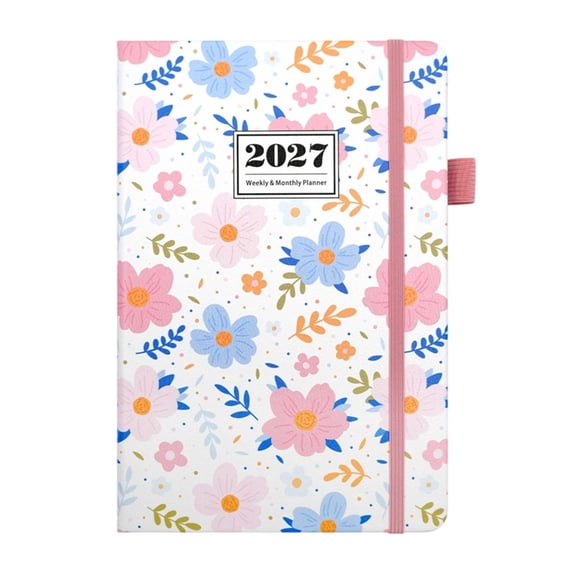 KKOUHVY 2027 Weekly Planner, Elegant Floral Planner Weekly and Monthly Includes January 2027 - December 2028, Flexible Cover, Wirebound, Laminated Tab