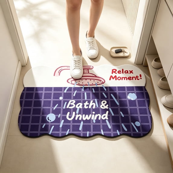 KKOUHVY Bathroom Rugs, Wavy Edge Cute Irregular Bath Mat, Absorbent Dries Quickly Non-Slip Soft Bathroom Decor, Suitable for Tub&Shower