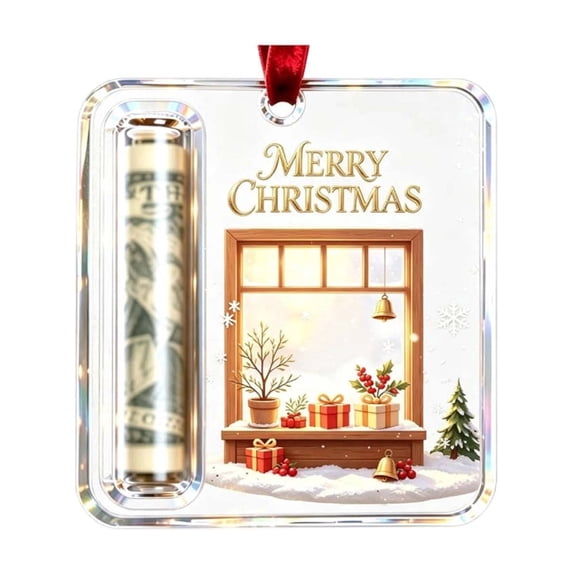 KKOUHVY Christmas Money Ornament, Hanging Cash Christmas Decorations, Cute Winter Xmas Tree Ornaments for Indoor Festival Holiday Gift Decor