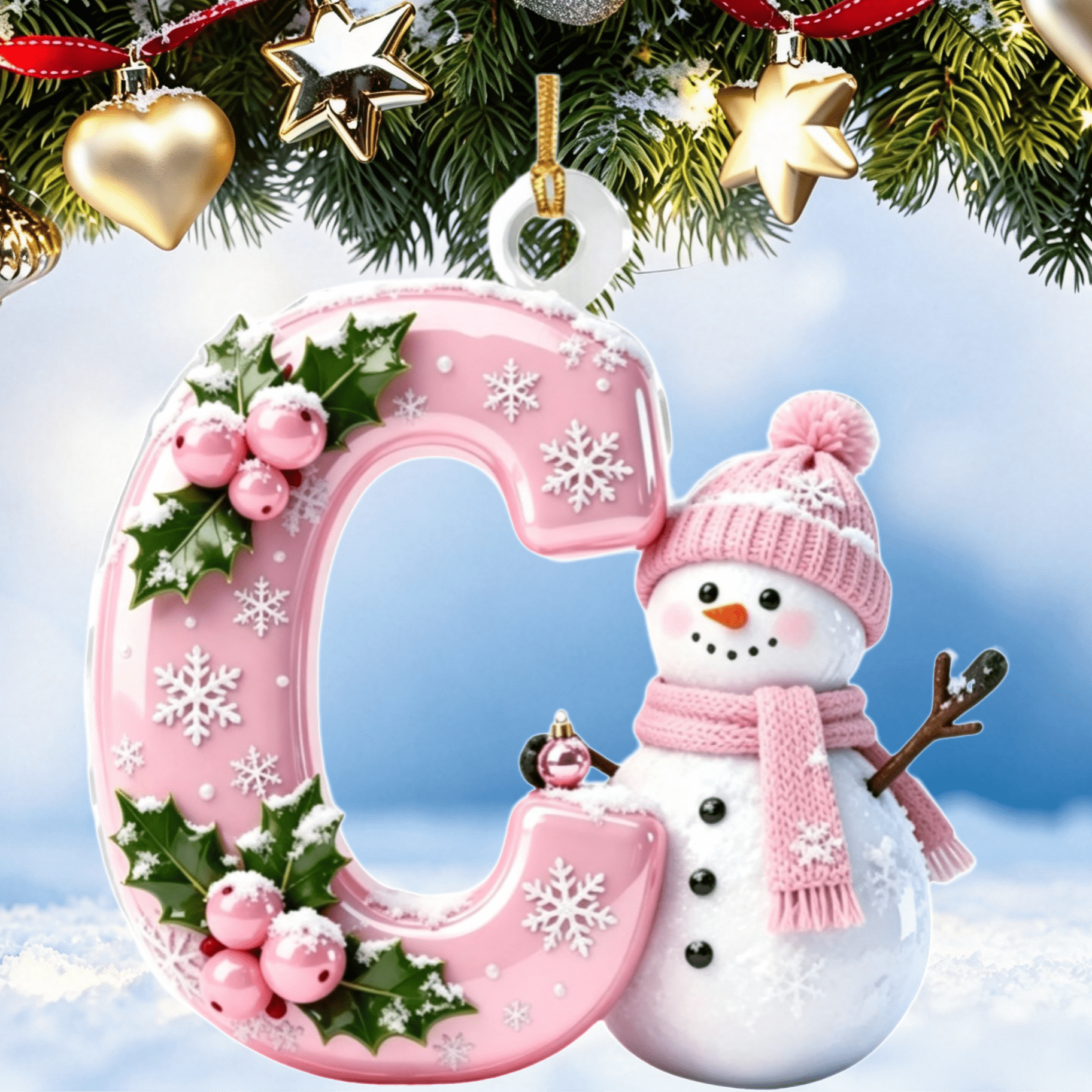 KKOUHVY Christmas Snowman Alphabet Ornaments, Cute Personalized Snowman ...