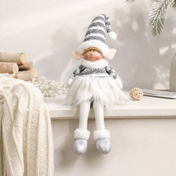 KKOUHVY Cloth Christmas Elf Doll Ornaments 3.94x20.08in, Plush Xmas Tabletop Decorations for Home Party Wreath Tree