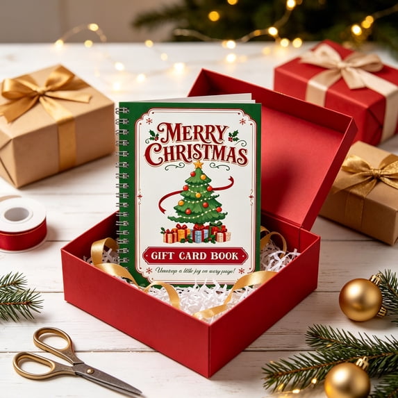 KKOUHVY Merry Christmas Gift Card Book, Colorful Christmas Card Book with Spiral Bound Pages, DIY Holiday Greeting Card for Families Friends Classmates