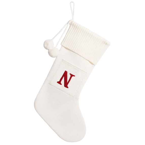 Monogramen KKOUHVY Monogrammed Letter N Christmas Stocking, Soft Comfortable White ...
