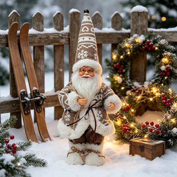 KKOUHVY Santa Claus Plush Doll, 5.5x12.9in Soft Christmas Elf Toy Decoration for Xmas Tree Tabletop Holiday Party Decor