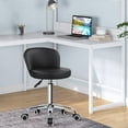 thumbnail image 1 of KKTONER Rolling Stool with Backrest Height Adjustable office Chair PU Leather Swivel Drafting stools with Wheels (Black), 1 of 4