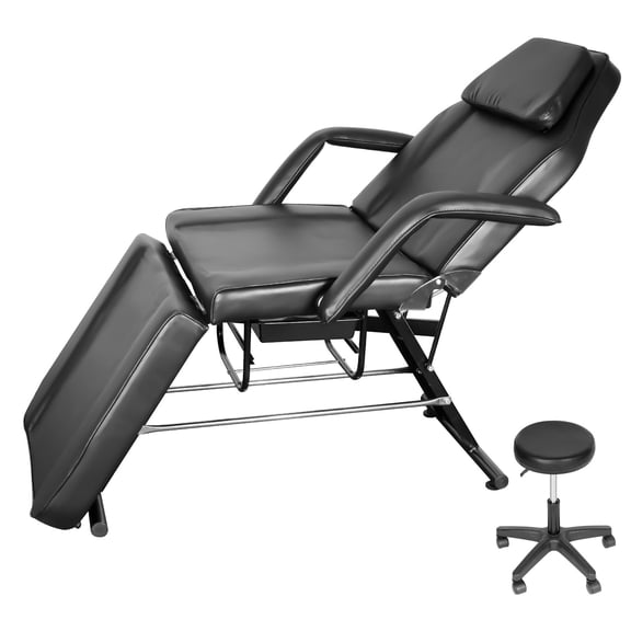 KKTRE Massage Bed, 881 LBS Foldable Massage Table, Black PVC Leather 71 In 0-180 Deg Adjustable, for Tattoo, Beauty, Salon